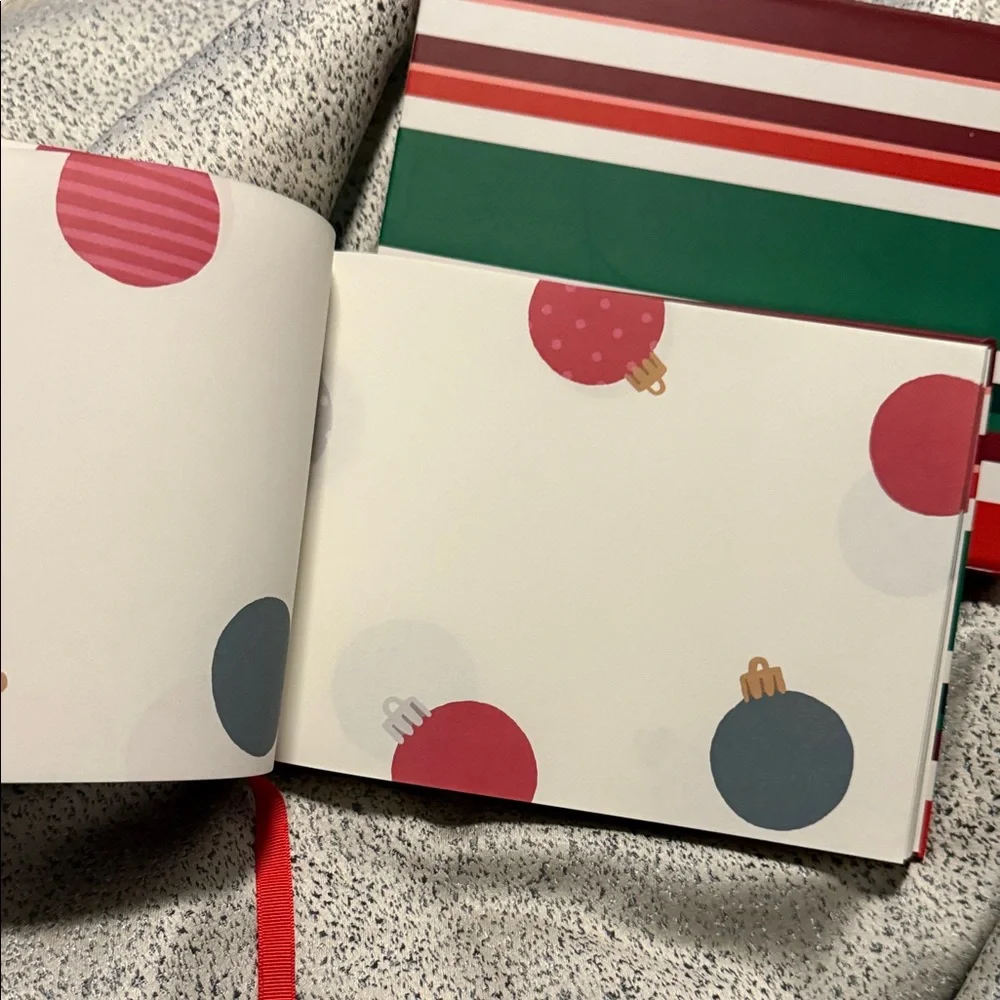 Kate Spade Jolly Stripe Memory Book with Red and Green with slide in case Gold